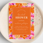 ピンク&オレンジサマー鮮やかガーデンブライダルシャワー 招待状