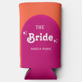 ピンク&オレンジサンセットレトロザブライド スリム缶クーラー (正面)