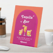 ピンク&オレンジサンセットレトロテキーラバー 台座サイン (インサイチュ)