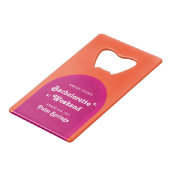 ピンク&オレンジサンセットレトロバチェロレッテ週末 クレジットカード栓抜き (裏面アングル)