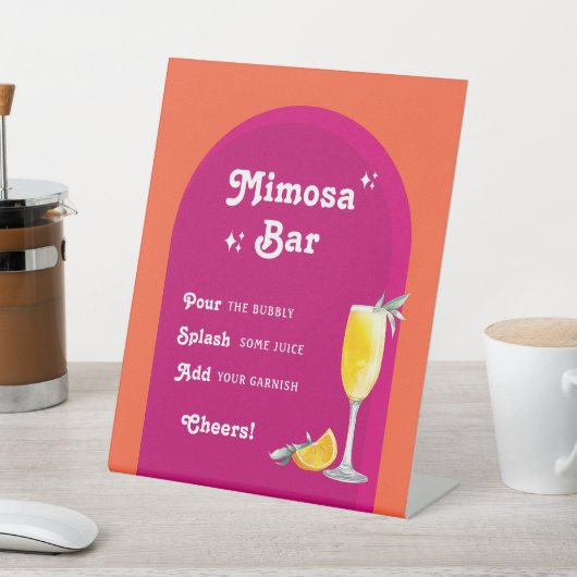 ピンク&オレンジサンセットレトロミモザバー 台座サイン (インサイチュ)