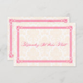 ピンク&オレンジダマスコポスター – スタイル結婚式RSVP 出欠カード (正面/裏面)