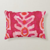 ピンク&オレンジトライバルイカット装飾用クッション アクセントクッション (正面)