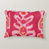 ピンク&オレンジトライバルイカット装飾用クッション アクセントクッション (裏面)