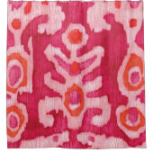 ピンク&オレンジトライバルイカット シャワーカーテン (正面)