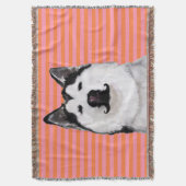 ピンク&オレンジハスキーブランケット スローブランケット (正面縦)