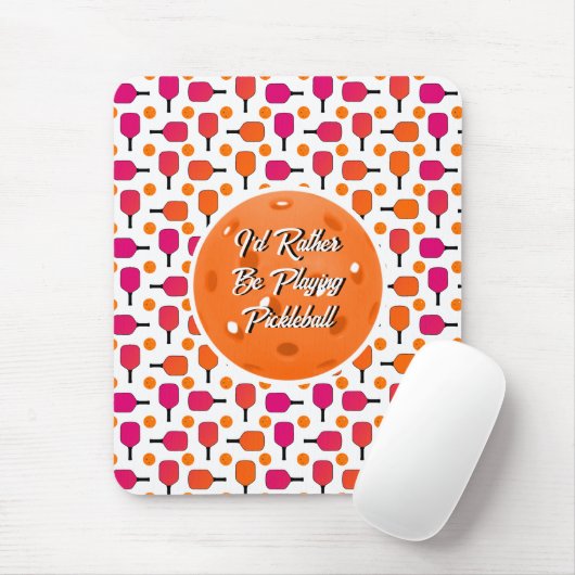 ピンク&オレンジピックボールパドルスピックボールパーティー マウスパッド (マウス)