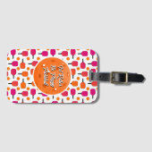 ピンク&オレンジピックボールパドルスピックボールパーティー ラゲッジタグ (正面横)