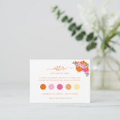 ピンク&オレンジフローラゲストドレスファッションQRコード エンクロージャーカード (スタンド正面)