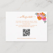 ピンク&オレンジフローラゲストドレスファッションQRコード エンクロージャーカード (裏面)