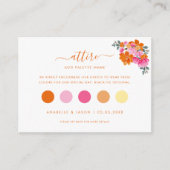 ピンク&オレンジフローラゲストドレスファッションQRコード エンクロージャーカード (正面)