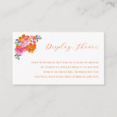 ピンク&オレンジフローラディスプレイシャワーブライダルシャワー エンクロージャーカード (正面)