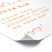 ピンク&オレンジフローラブライダルシャワーフラワーバー標識 ポスター (角)