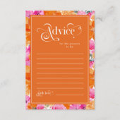 ピンク&オレンジフローラ赤ちゃんシャワーの親 アドバイスカード (正面)