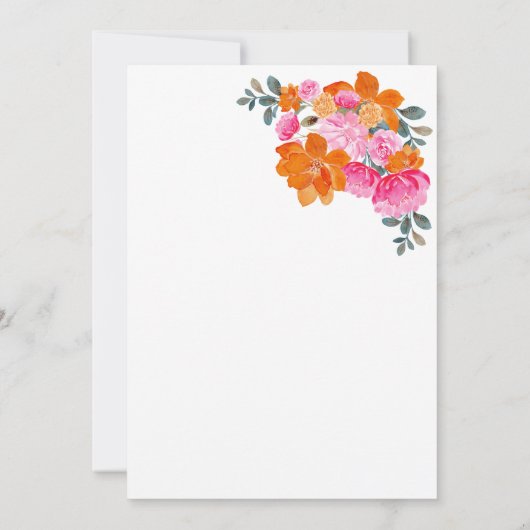 ピンク&オレンジブライトサマーガーデンブライダルシャワー 招待状 (裏面)