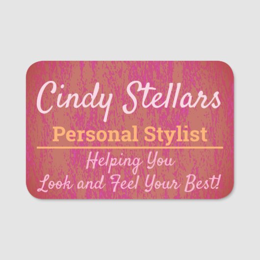 ピンク&オレンジモダンプリント 名札 (正面)