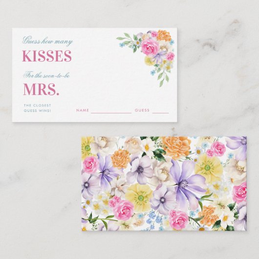 ピンク&オレンジ何個のキスブライダルシャワー エンクロージャーカード (正面/裏面)