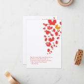 ピンク、オレンジ及び赤の蝶飛行Notecard ノートカード (正面/裏面インサイチュ)