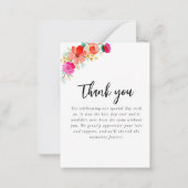 ピンク&オレンジ夏のフローラ結婚の皆様 ノートカード (裏面)