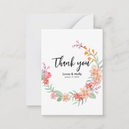 ピンク&オレンジ夏のフローラ結婚の皆様 ノートカード
