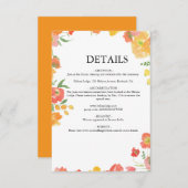 ピンク&オレンジ夏のフローラ結婚ズ エンクロージャーカード (正面/裏面)