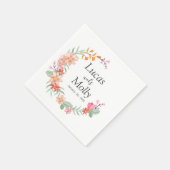 ピンク&オレンジ夏のフローラ結婚ズ スタンダードカクテルナプキン (角)