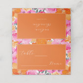 ピンク&オレンジ春サマー庭園の結婚式テーブル プレイスカード (外部開封)