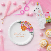 ピンク&オレンジ鮮やかサマーフローラブライダルシャワー ペーパープレート (パーティー)