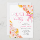 ピンク&オレンジ鮮やかフローラブライダルシャワー 招待状 (正面)