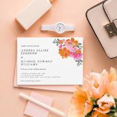 ピンク&オレンジ鮮やかフローラ春サマー結婚ズ 招待状