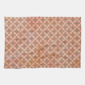 ピンク、オレンジ、および黒のレトロパターン キッチンタオル (横)