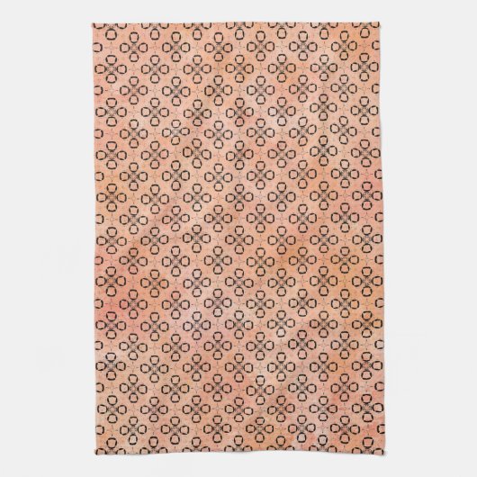 ピンク、オレンジ、および黒のレトロパターン キッチンタオル (縦)