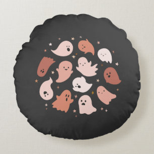 ピンク オレンジ かわいい お化け ハロウィン ラウンドクッション