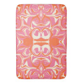 ピンク、オレンジ、クリームに渦巻き模様 バスマット (正面縦)