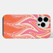 ピンク、オレンジ、クリームのゆがみ iPhoneケース (裏面横)