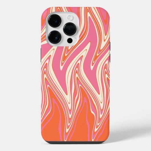 ピンク、オレンジ、クリームのゆがみ iPhoneケース (裏面)