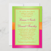 ピンク、オレンジ、グリーンモノグラム結婚式招待状 招待状 (裏面)