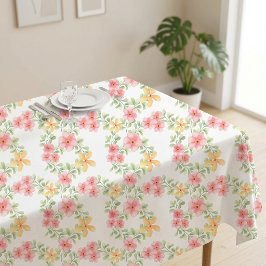 ピンク オレンジ グリーン 水彩画 野の花 テーブルクロス