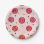 ピンク オレンジ グルービー ラスト ディスコ ハッピーエンドパーティ ペーパープレート (正面)