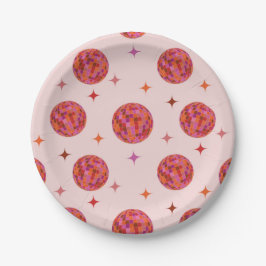 ピンク オレンジ グルービー ラスト ディスコ ハッピーエンドパーティ    ペーパープレート