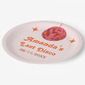 ピンク オレンジ グルーヴィー ラスト ディスコ ハッピーエンドパーティー ペーパープレート (アングル)