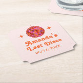 ピンク オレンジ グルーヴィー ラスト ディスコ バチェロレッテ ペーパーコースター (アングル)