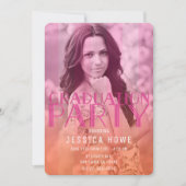 ピンク・オレンジ・パープル卒業パーティー卒業写真 招待状 (正面)