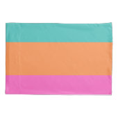 ピンク、オレンジ、ブルーストライプのモノグラム名モダン 枕カバー (裏面)