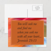 ピンク・オレンジ・ブルー・クリスチャン・バイブル詩はがき ポストカード (正面/裏面)