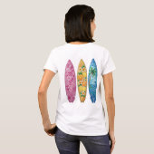 ピンク オレンジ ブルー ジュエル風 サマーサーフボード Tシャツ (裏面フル)