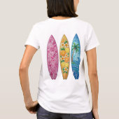 ピンク オレンジ ブルー ジュエル風 サマーサーフボード Tシャツ (裏面)