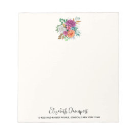 ピンク、オレンジ、ホワイトローズフローラブーケ ノートパッド