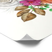 ピンク、オレンジ、ホワイトローズフローラブーケ ポスター (角)