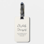 ピンク、オレンジ、ホワイトローズフローラブーケ ラゲッジタグ (裏面縦)